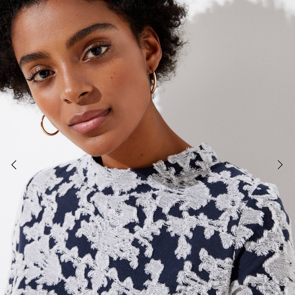LOFT Floral Ruffled Mock Neck Tee - Picture 3 of 3